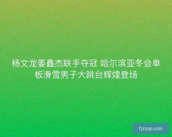 杨文龙姜鑫杰联手夺冠 哈尔滨亚冬会单板滑雪男子大跳台辉煌登场